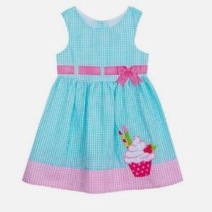 Counting Daisys Pink & Blue Gingham Kids Dress, 4T